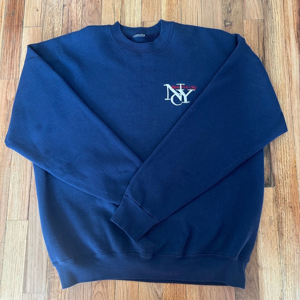 NYC Navy Blue Men's Crewneck Pullover Sweater New York City